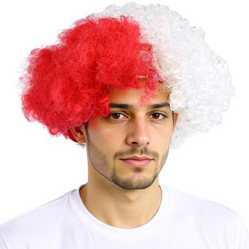 Czapka Polska peruka Afro Kibica Reprezentacji