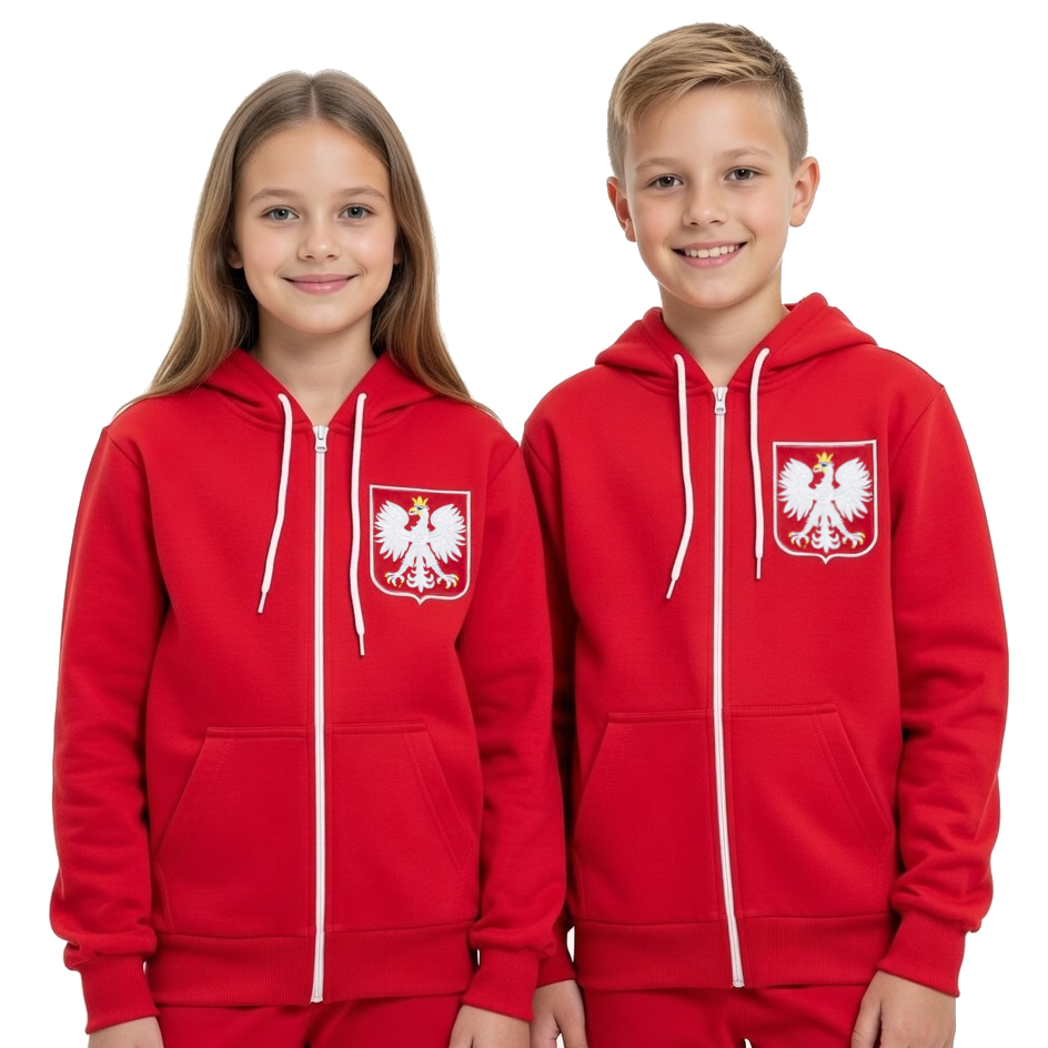 POLSKA HAFTOWANA Bluza Patriotyczna Kibica PREMIUM Bawełna Dziecięca