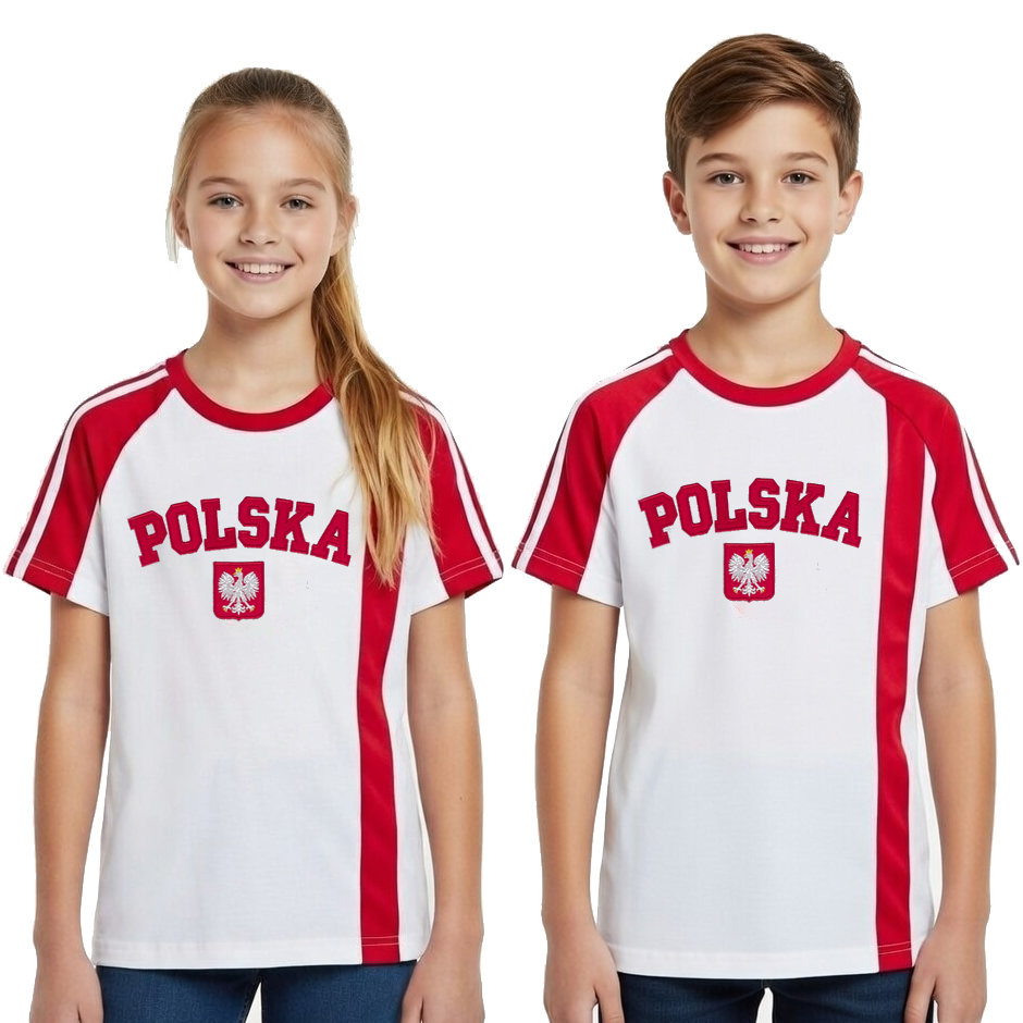 POLSKA HAFTOWANA Koszulka dziecięca Patriotyczna Bawełna PREMIUM TWÓJ Napis