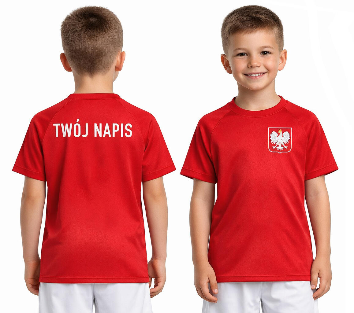 POLSKA Koszulka piłkarska dziecięca ODDYCHAJĄCA TWÓJ NAPIS