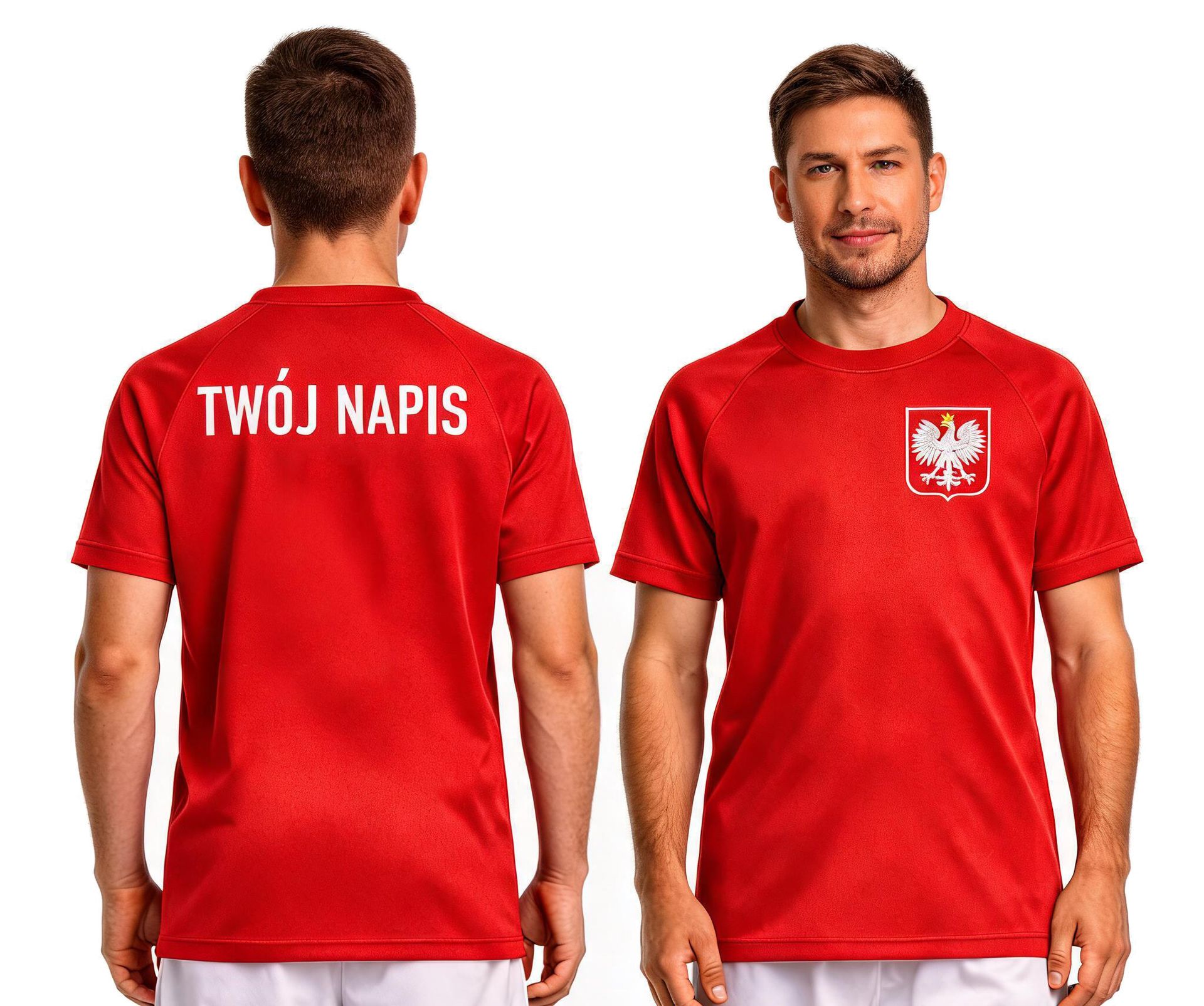 POLSKA Koszulka Kibica PREMIUM męska na mecz ODDYCHAJĄCA TWÓJ NAPIS