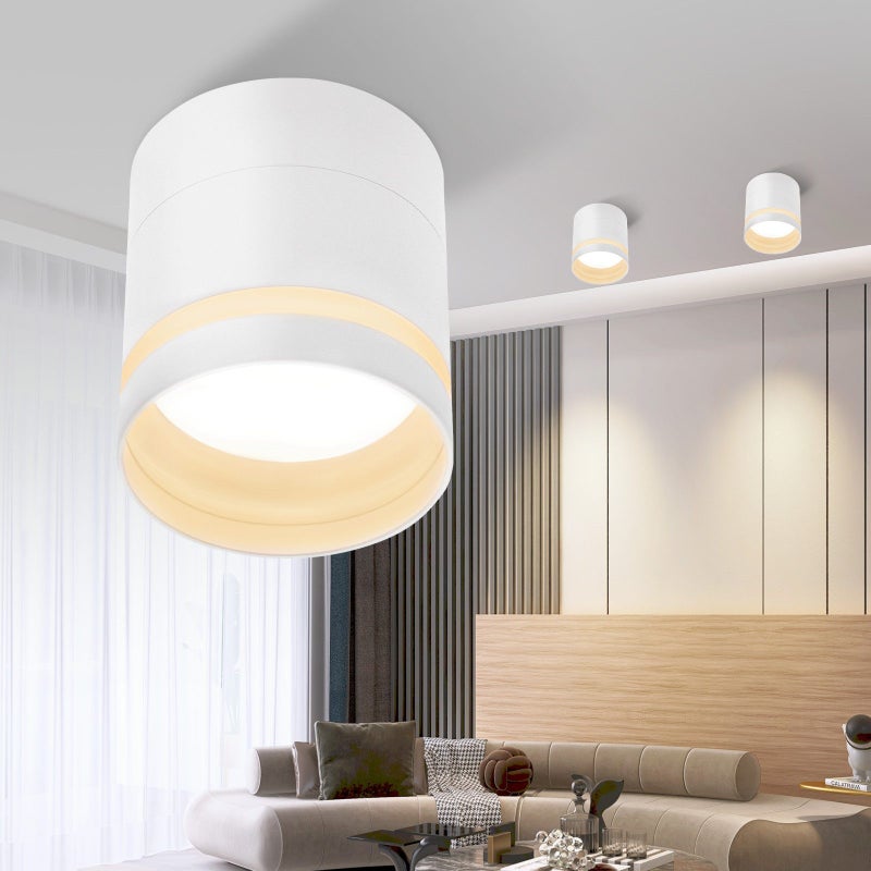 NETTLIFE Zestaw 2 reflektorów LED do montażu powierzchniowego, okrągłe białe lampy sufitowe 5 W, mała oprawa świetlna z akrylu