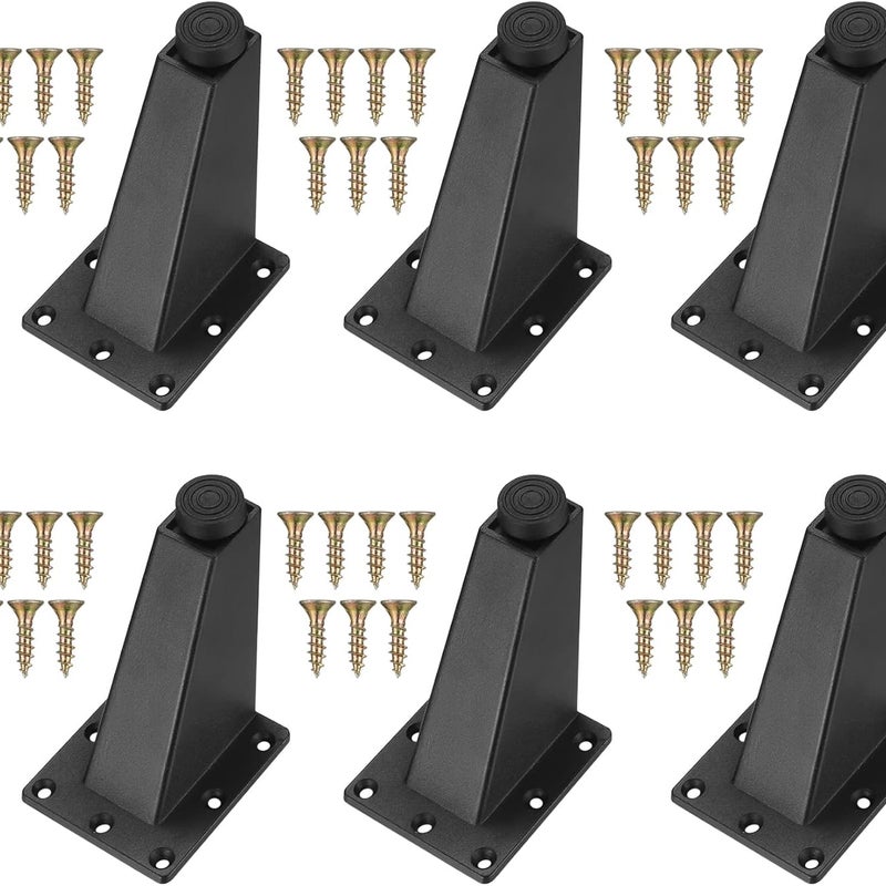 6 Regulowane Nogi Metalowe Czarne, 92 mm, Idealne do Mebli, Kuchni, Kanapy, Biurka, Łatwe w Montażu