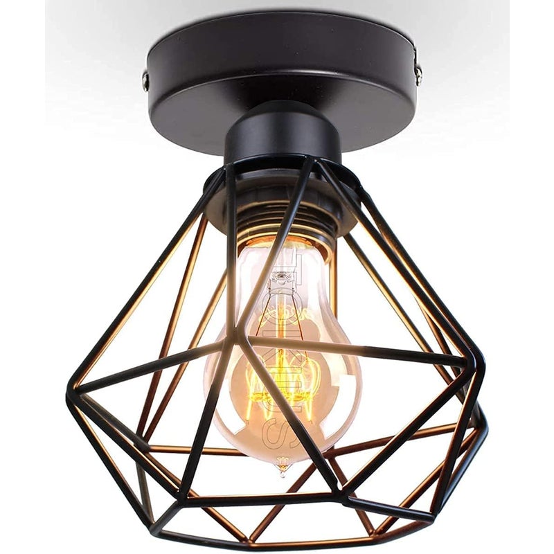 Lampa przemysłowa vintage E27, retro zawieszenie, design klatki metalowej, Ø 160 mm, oświetlenie sufitowe, idealna do salonu, [Klasa energetyczna A].