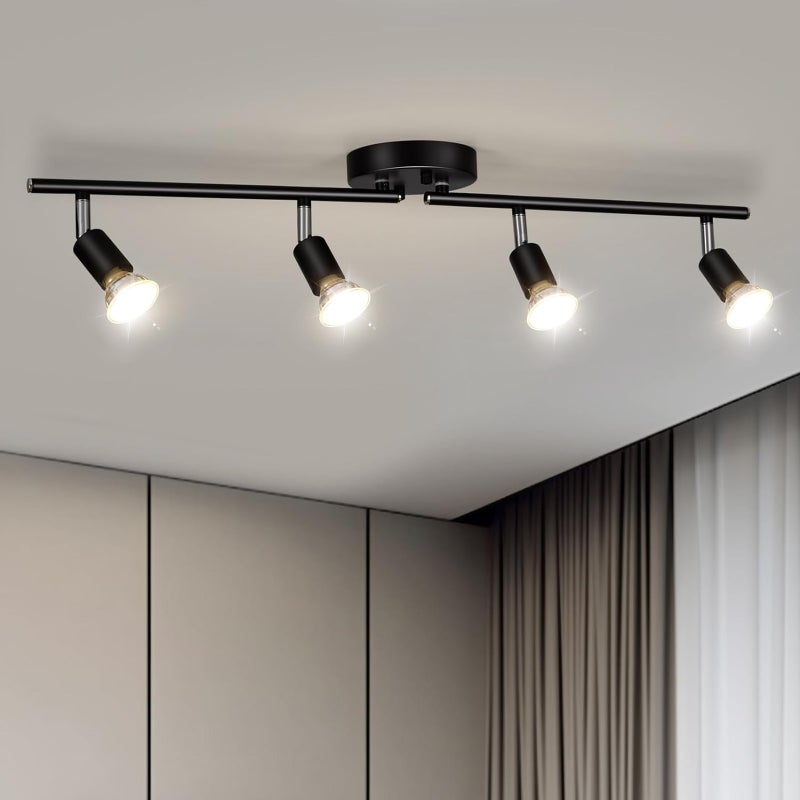 Spot sufitowy LED 4 płomienie Salon, obracany sufitowy spot GU10 330° (bez żarówki)