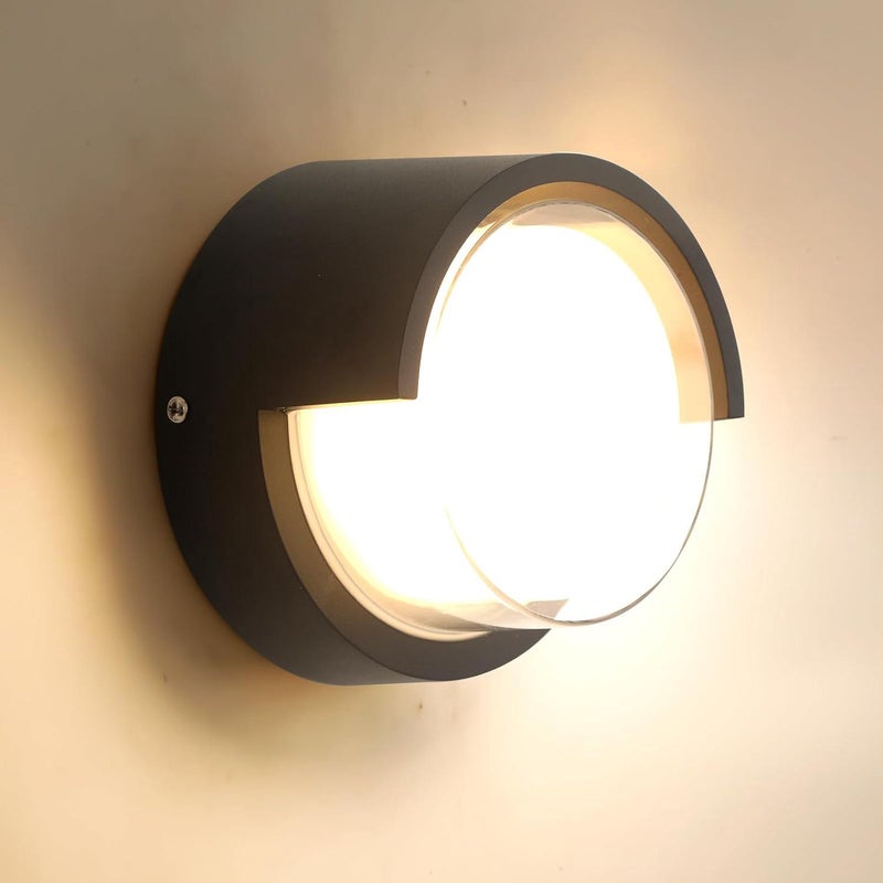 Nowoczesna zewnętrzna lampa ścienna LED, 12W, wodoodporna IP65, do ogrodu, tarasu, przy ścianie, na ścieżkę, patio, willi, korytarza, biała