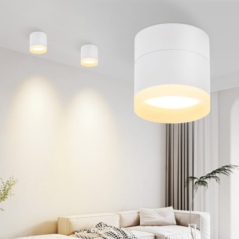 NETTLIFE Zestaw 4 reflektorków LED do montażu powierzchniowego, okrągłe białe lampy sufitowe 5 W, mała akrylowa oprawa świetlna