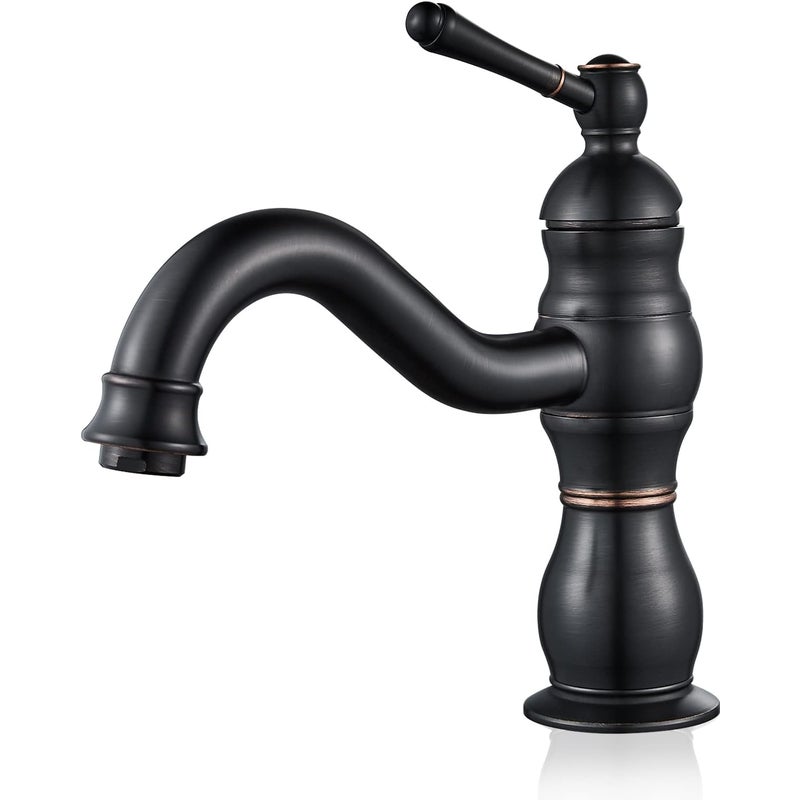 Bateria umywalkowa Retro Black, bateria łazienkowa obrotowa 360°, mosiężna bateria umywalkowa, bateria łazienkowa z głowicą ceramiczną, bateria jedno