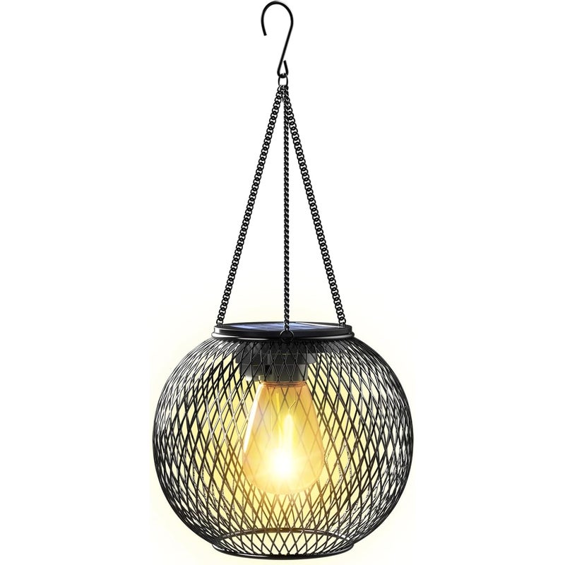 Lampa solarna do ogrodu, lampa solarna z jedną żarówką, lampa wisząca na zewnątrz na patio, balkon, prezent