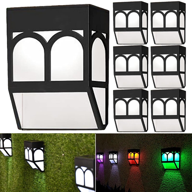 Zestaw 6 lamp solarnych do ogrodu, lampy LED do ogrodzenia z 2 trybami, wodoodporne lampy tarasowe, kinkiet solarny.