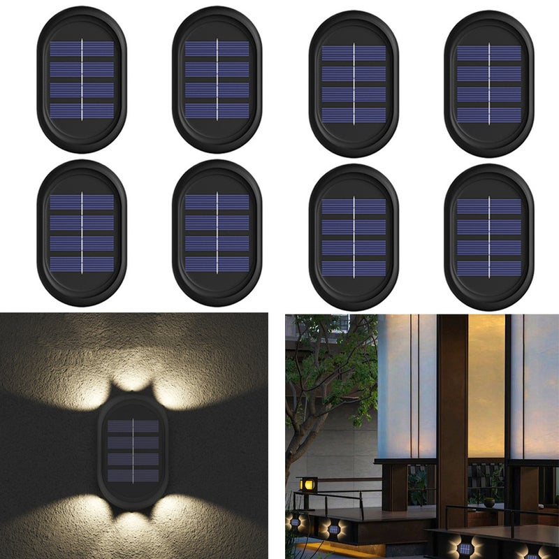 Wodoodporna lampa solarna zewnętrzna z 6 diodami LED do schodów, oświetlenie dekoracyjne do trawnika, ogrodu, schodów - 8 sztuk - Ciepłe światło