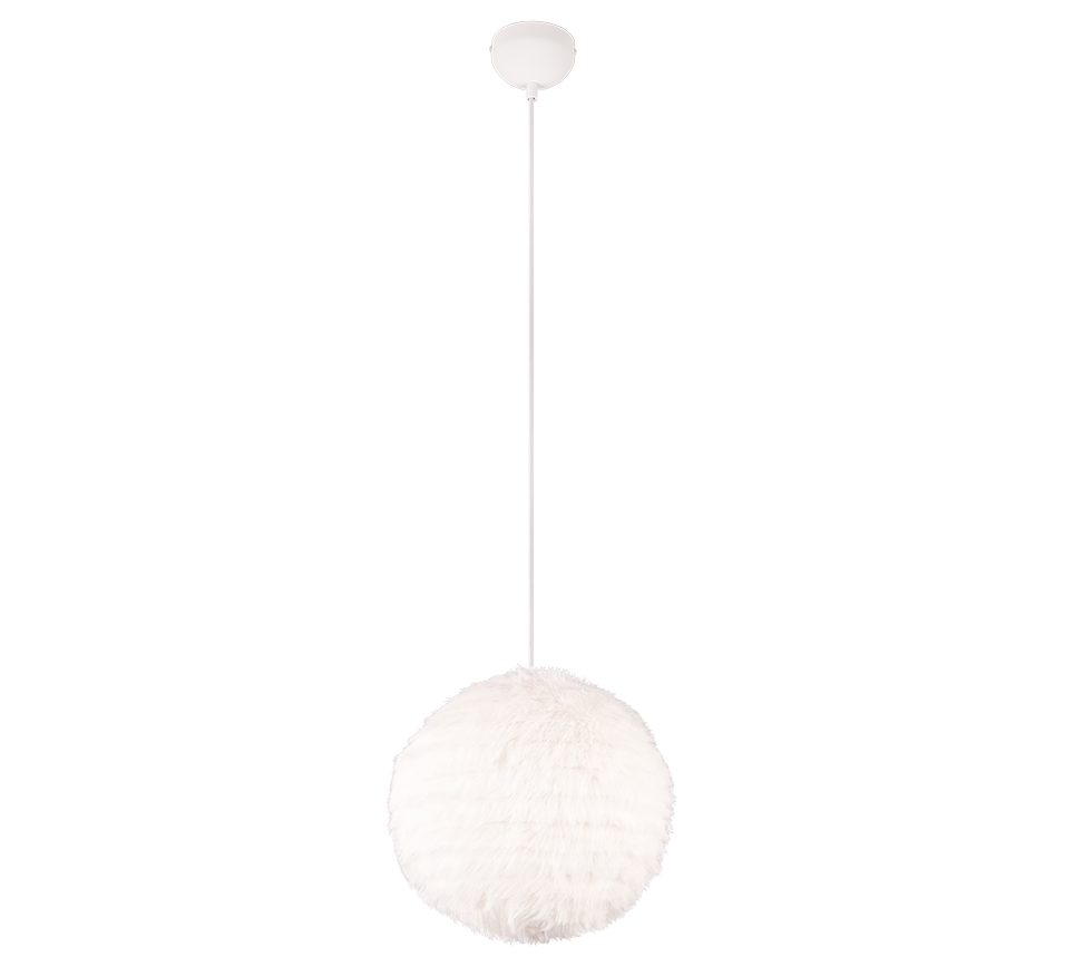 FURRY lampa wisząca kula fi 35cm z białego pluszu 1xE27 R31581001