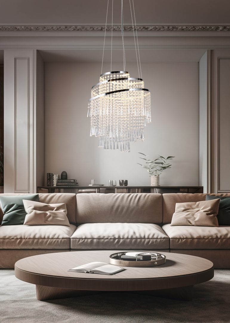 POMP lampa wisząca kaskada fi 38cm imitacja kryształu LED 30W CCT DIM + pilot R37341106
