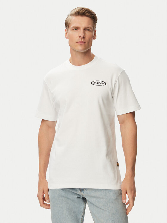 G-Star Raw T-Shirt 90s Logo D28921-D976 Biały Regular Fit
