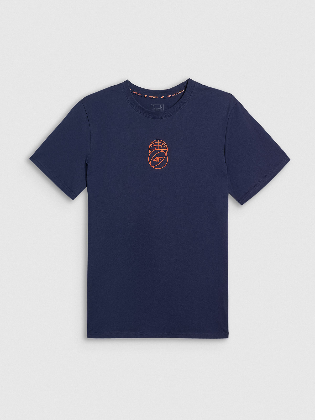 4F T-shirt regular z nadrukiem męski - granatowy XL