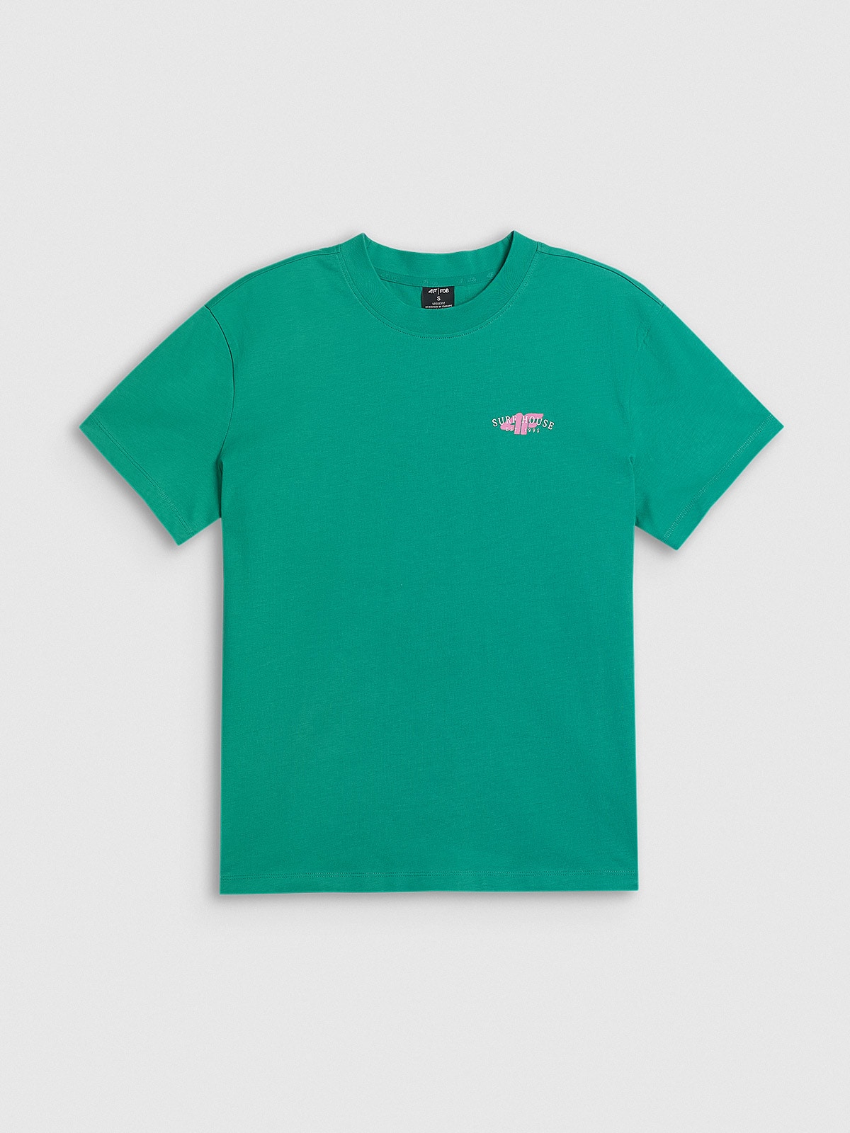 4F T-shirt loose z nadrukiem damski - zielony S
