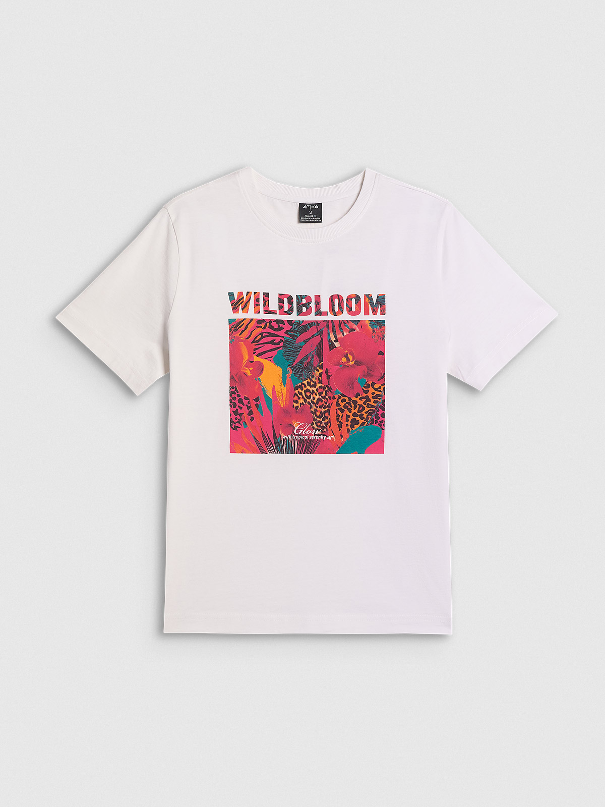 4F T-shirt regular z nadrukiem damski - biały XXL