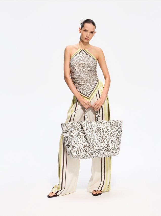 Reserved - Torebka shopper w autorski nadruk - wielobarwny
