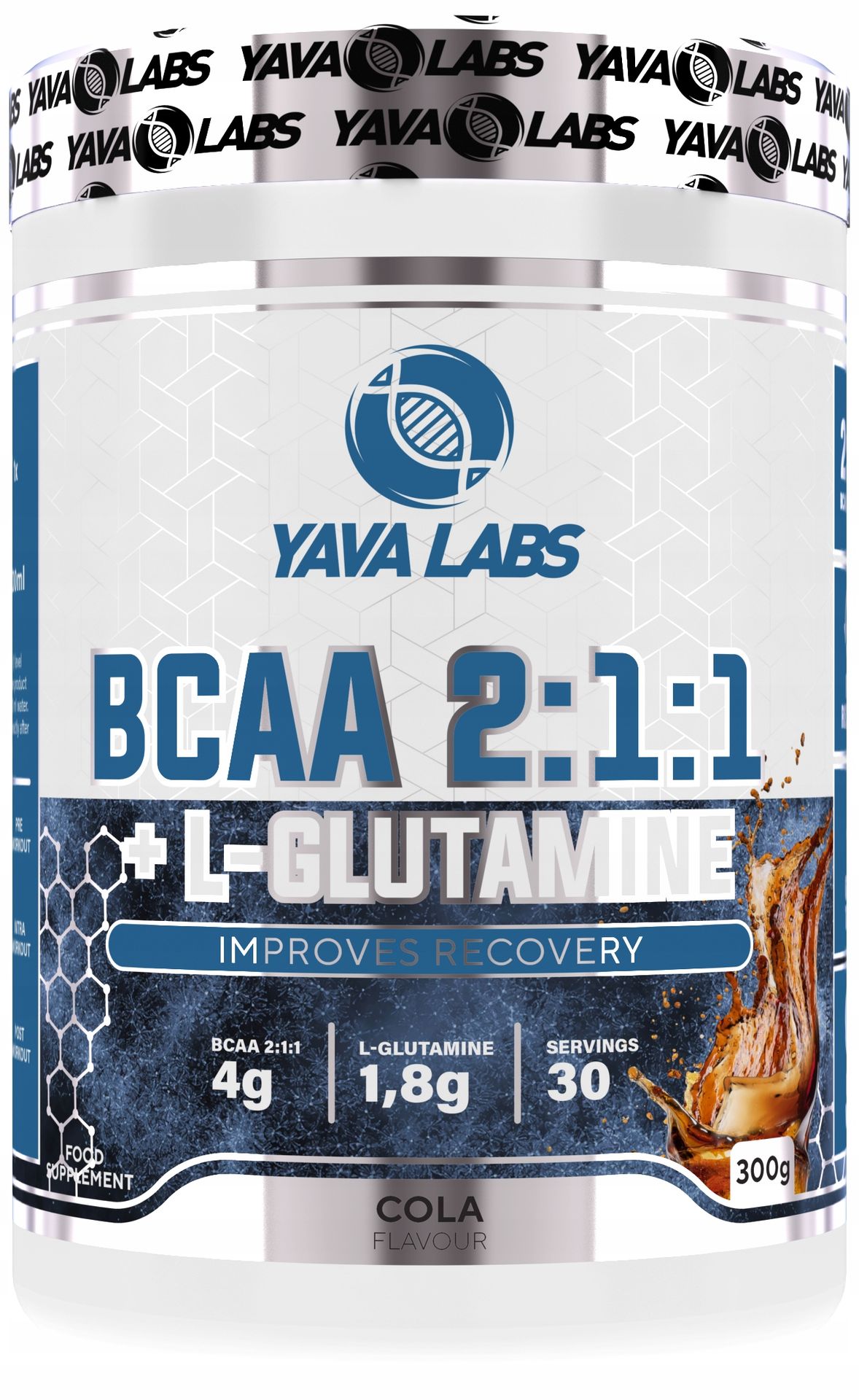 BCAA 2:1:1 + L-GLUTAMINA SUPLEMENT DIETY AMINOKWASY AMINO REGENERACJA COLA