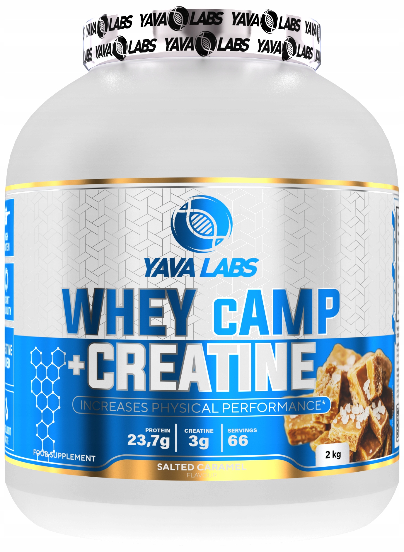 Yava Labs Whey cAMP + creatine Białko z kreatyna 2 kg - słony karmel