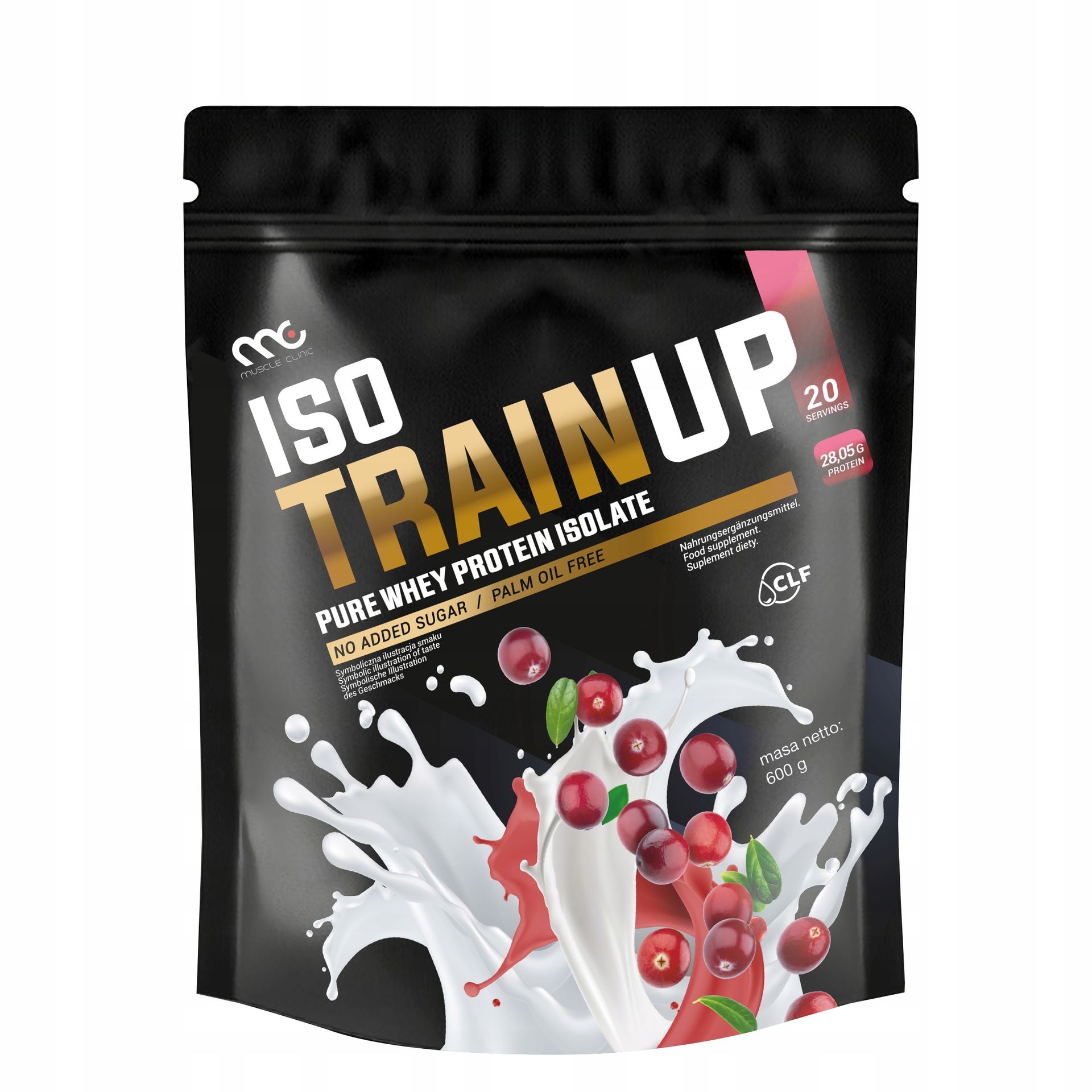 MUSCLE CLINIC ISO TRAIN UP 600g Izolat białka 92g ŻURAWINA