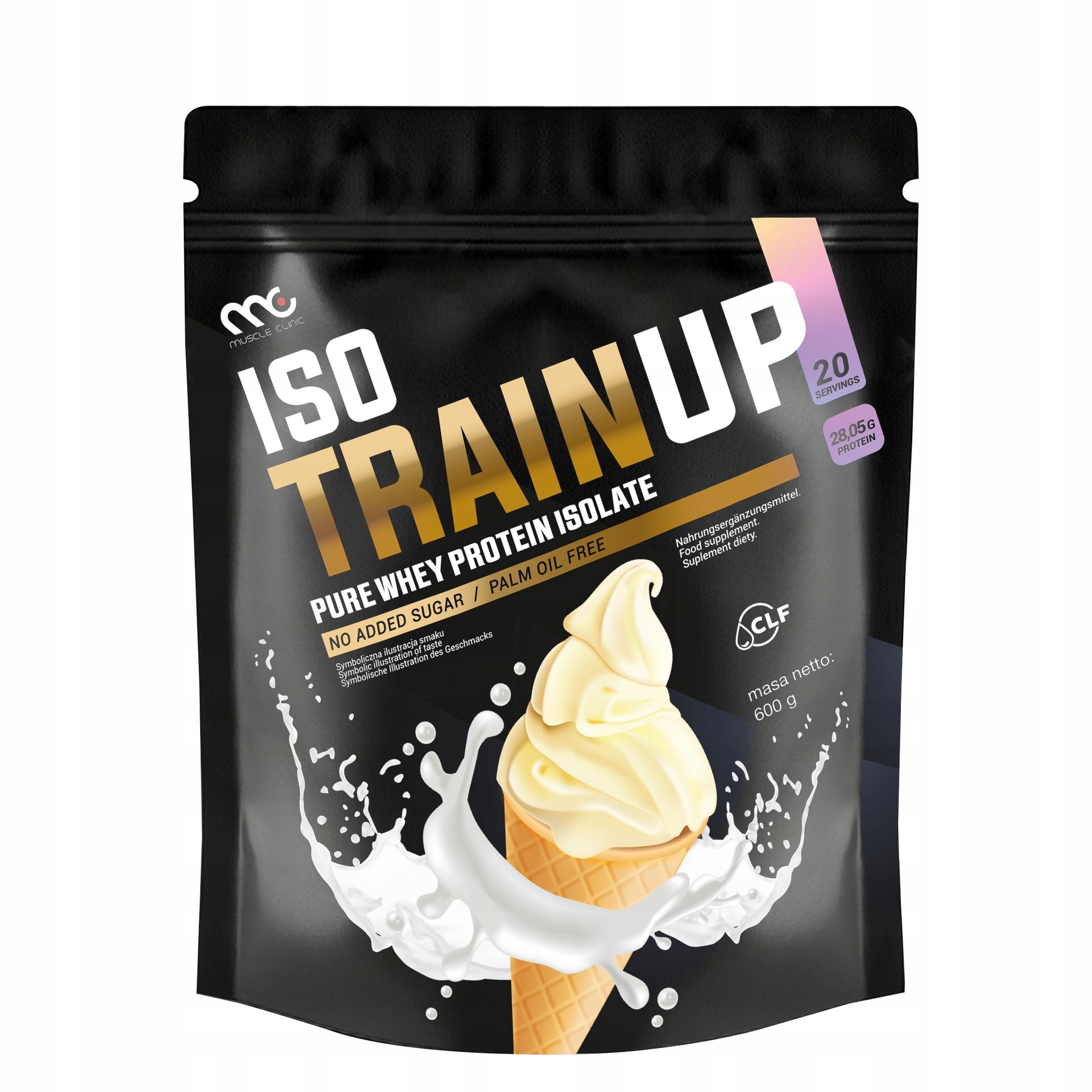 MUSCLE CLINIC ISO TRAIN UP 600g Izolat białka 92g LODY ŚMIETANKOWE