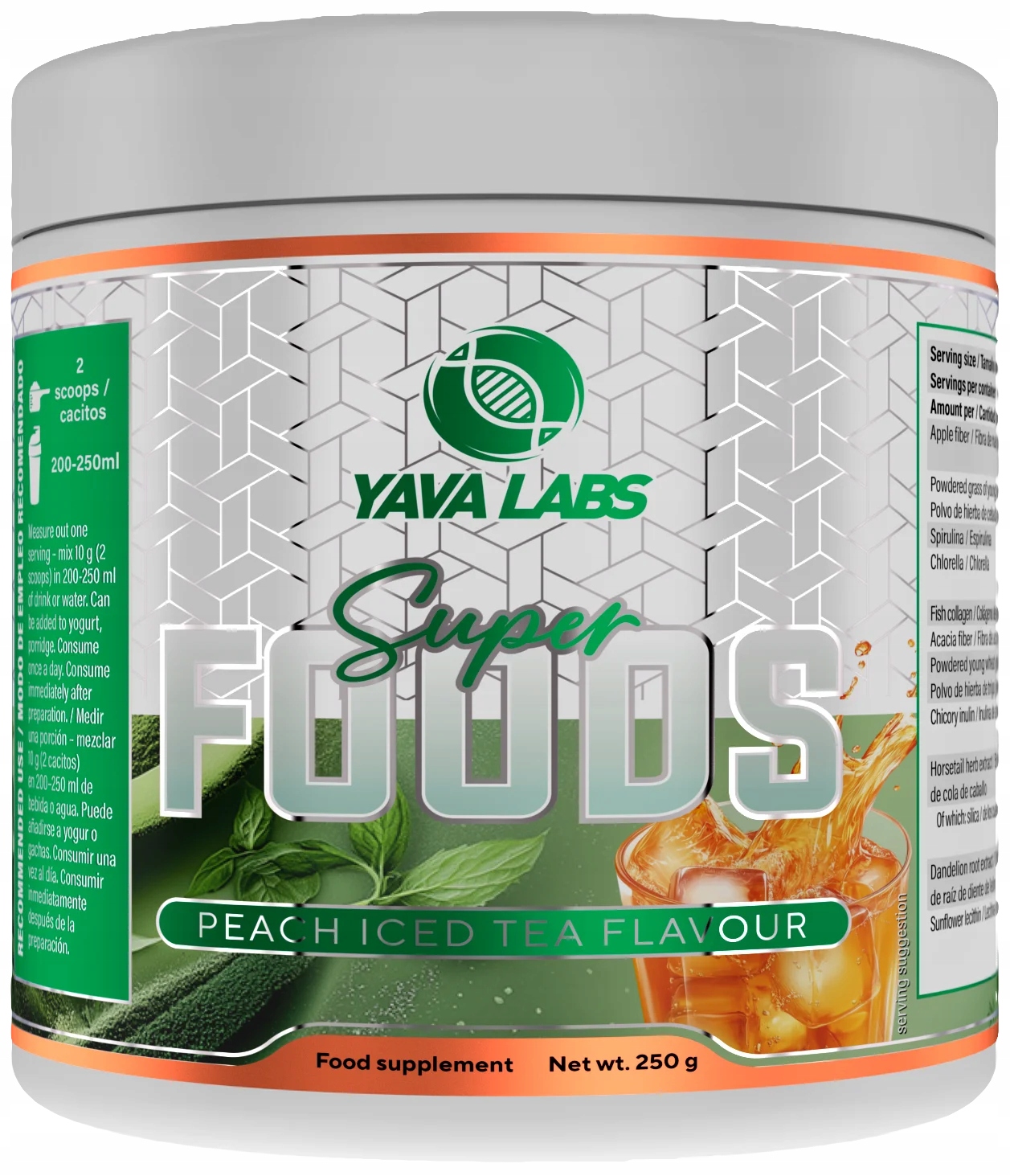 YAVA LABS Superfoods 250 g - Peach Ice Tea Odporność Oczyszczanie Trawienie