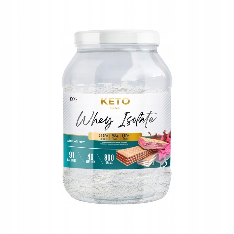 Muscle Clinic KETO WHEY Izolat WPI Koktajl Olej MCT Witaminy Wafelkowy 800g