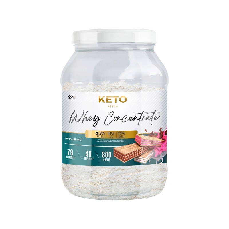 Muscle Clinic KETO WHEY Concentrate WPC Olej MCT Witaminy Wafelkowy 800g