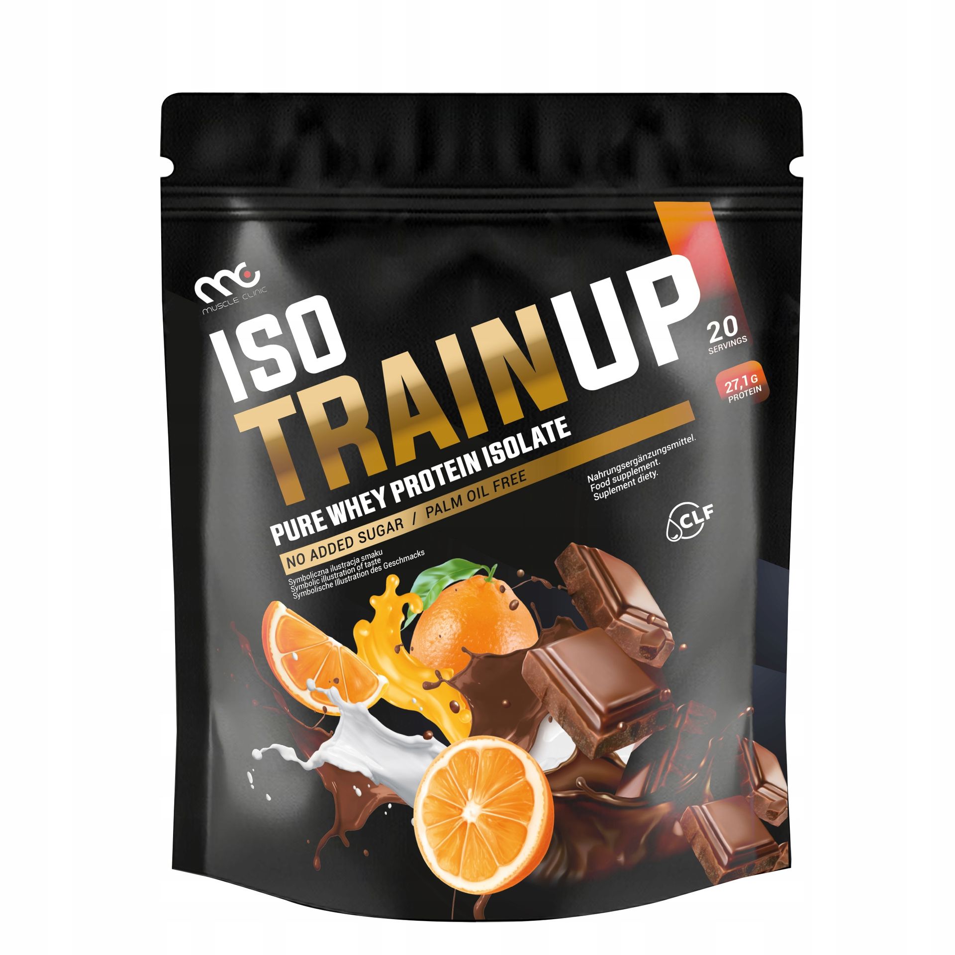 MUSCLE CLINIC ISO TRAIN UP 600g Izolat białka 92g CZEKOLADA-POMARAŃCZA