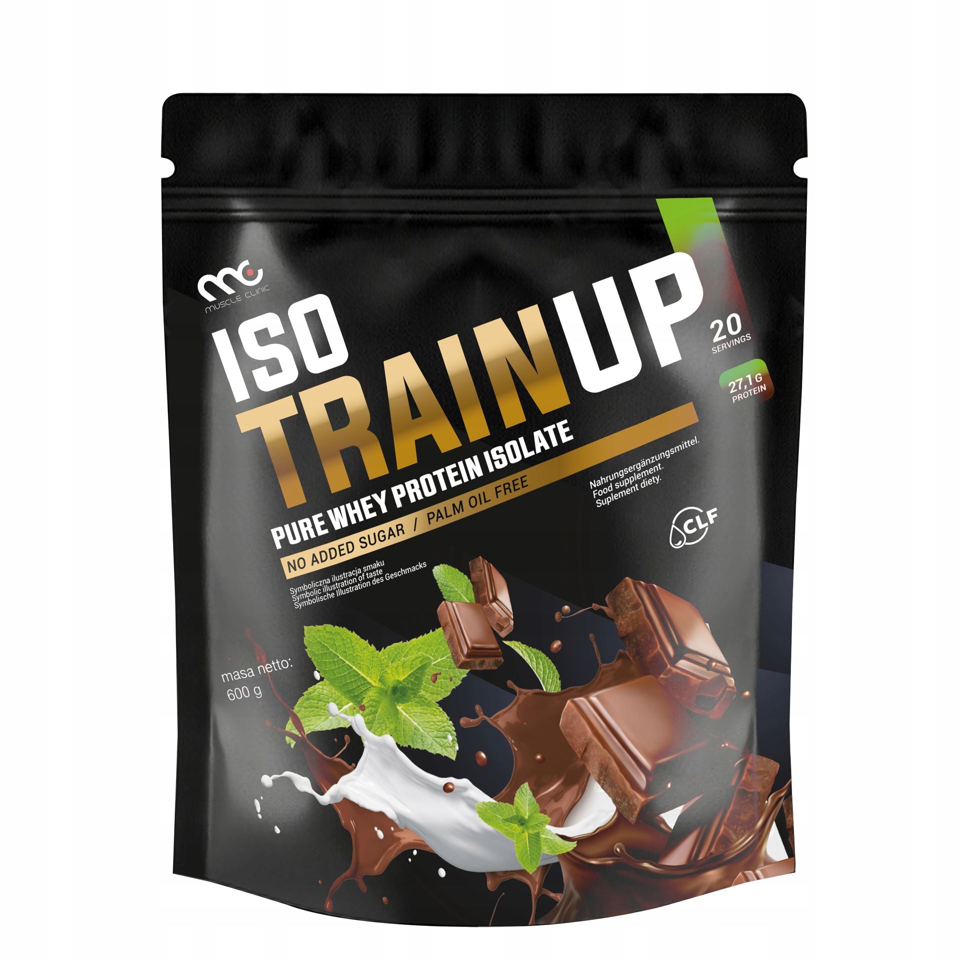 MUSCLE CLINIC ISO TRAIN UP 600g Izolat białka 92g CZEKOLADA-MIĘTA