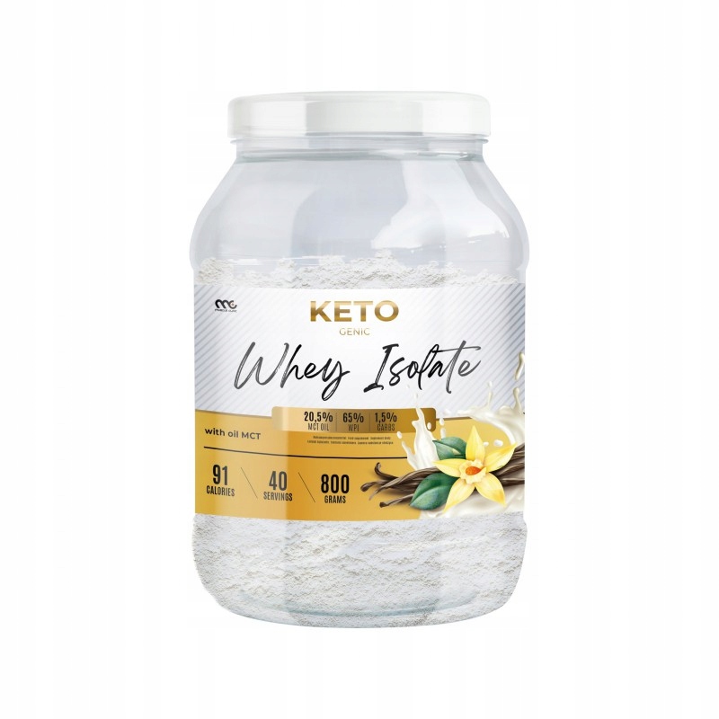 Muscle Clinic KETO WHEY Izolat Koktajl Olej MCT Witaminy Waniliowy 800g