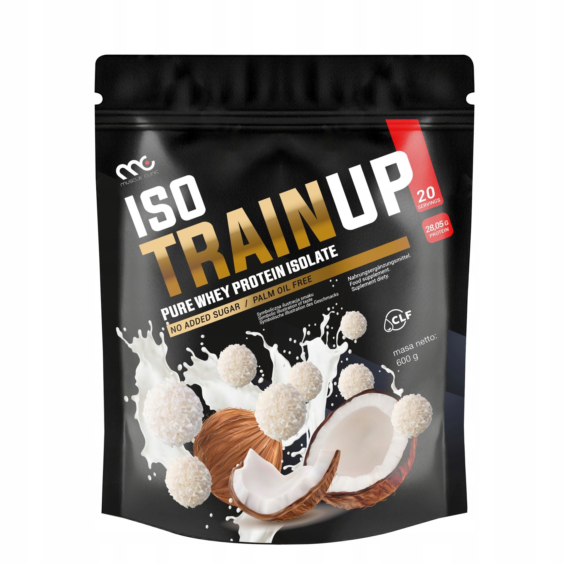 MUSCLE CLINIC ISO TRAIN UP 600g Izolat białka 92g PRALINKA KOKOSOWA