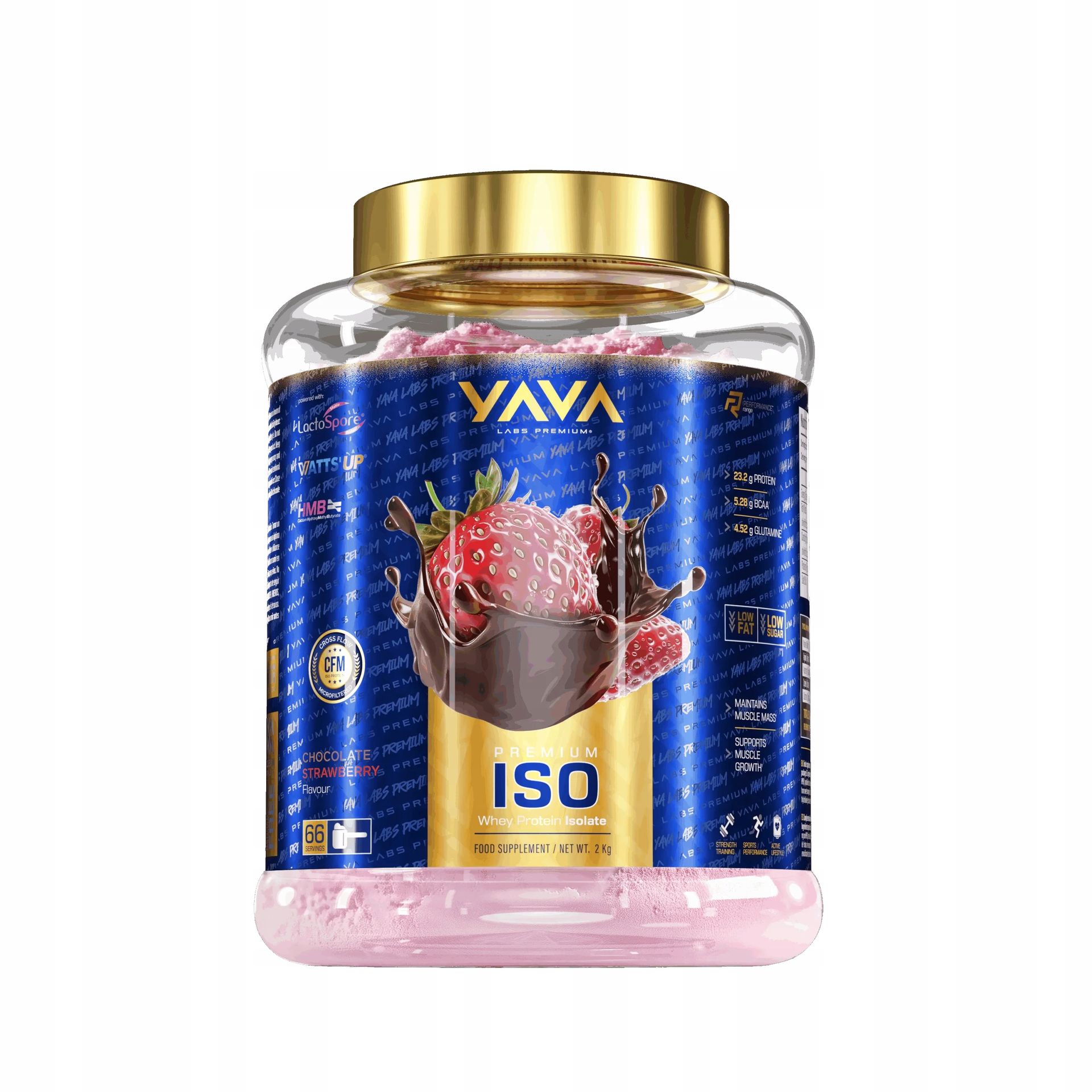 Yava Labs Premium ISO - 2 kg Izolat Białka Serwatkowego Truskawka Czekolada