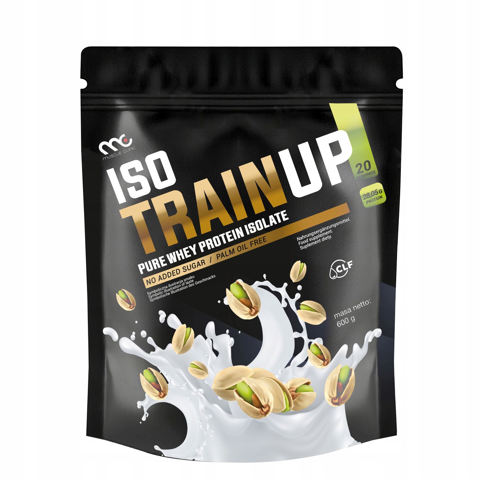 MUSCLE CLINIC ISO TRAIN UP 600g Izolat białka 92g PISTACJA