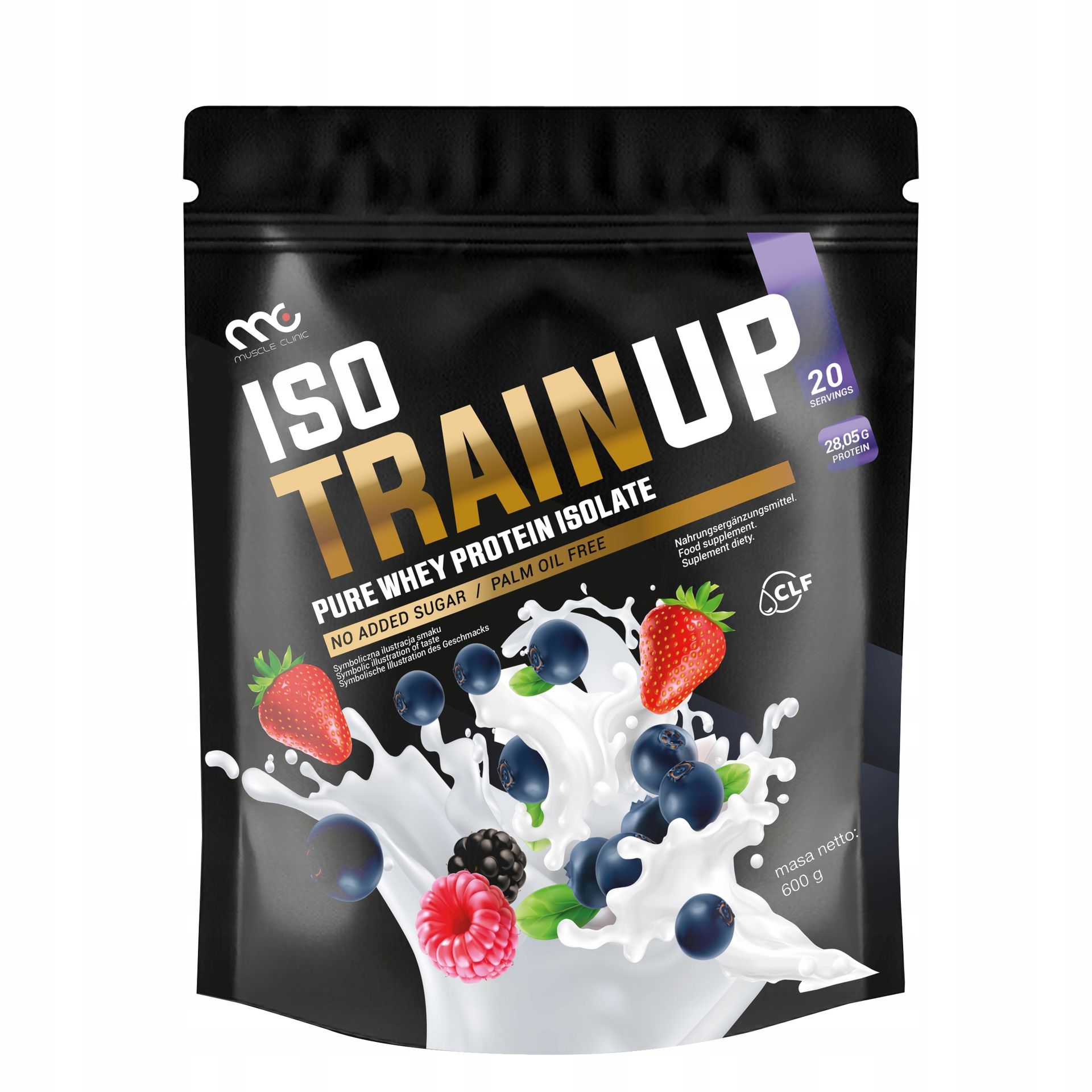 MUSCLE CLINIC ISO TRAIN UP 600g Izolat białka 92g OWOCE LEŚNE