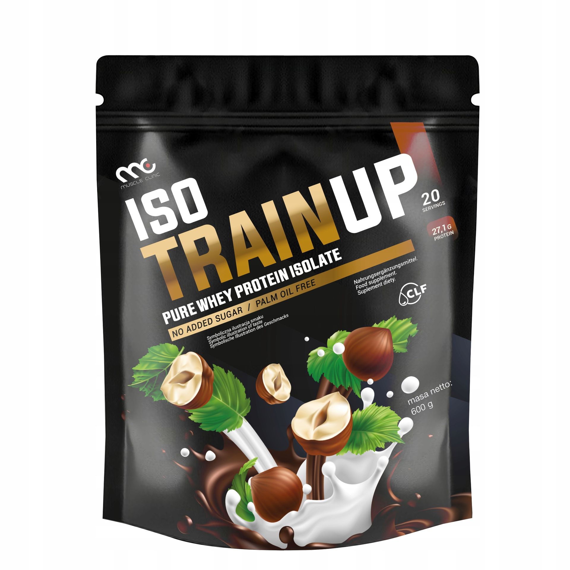 MUSCLE CLINIC ISO TRAIN UP 600g Izolat białka 92g ORZECH LASKOWY