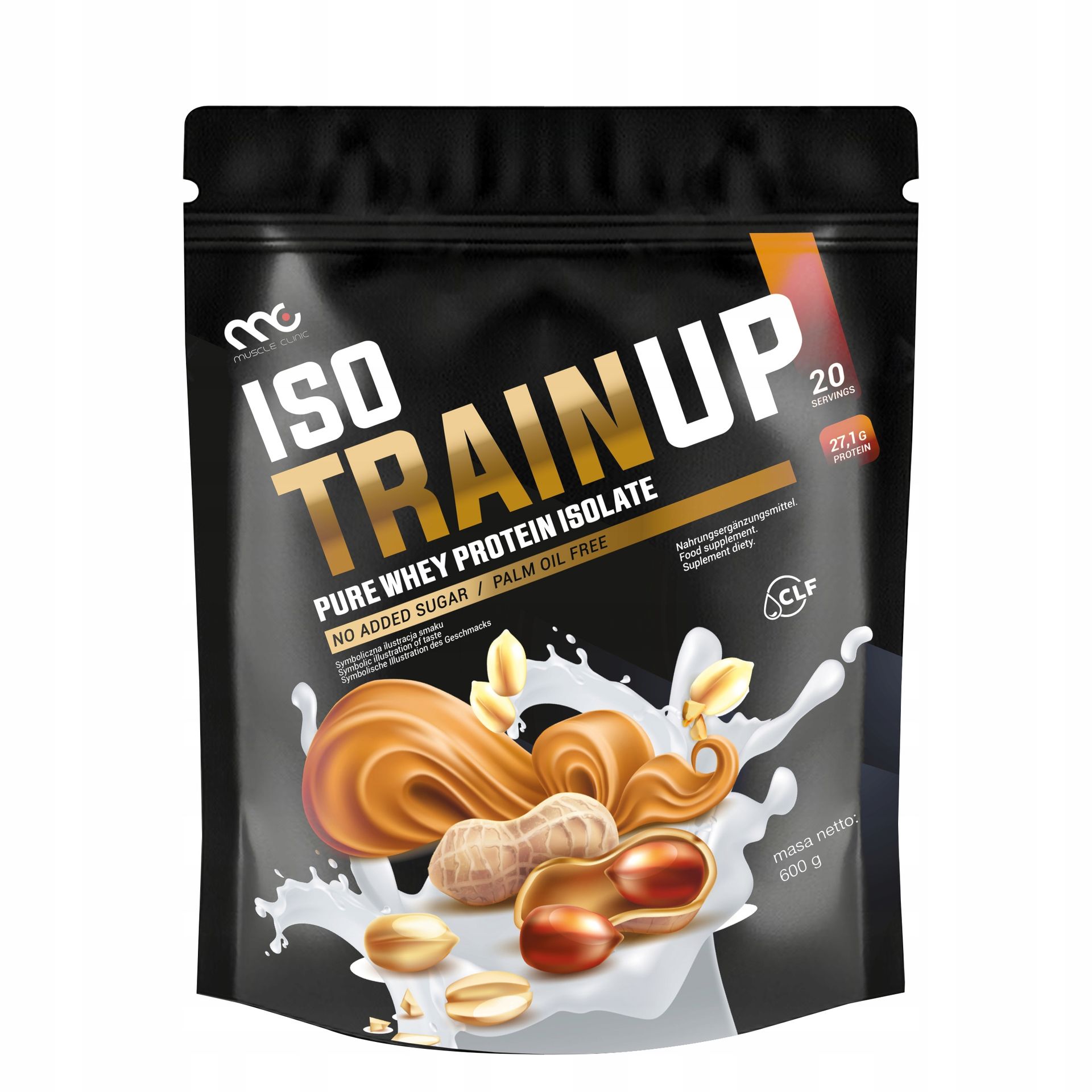 MUSCLE CLINIC ISO TRAIN UP 600g Izolat białka 92g MASŁO ORZECHOWE