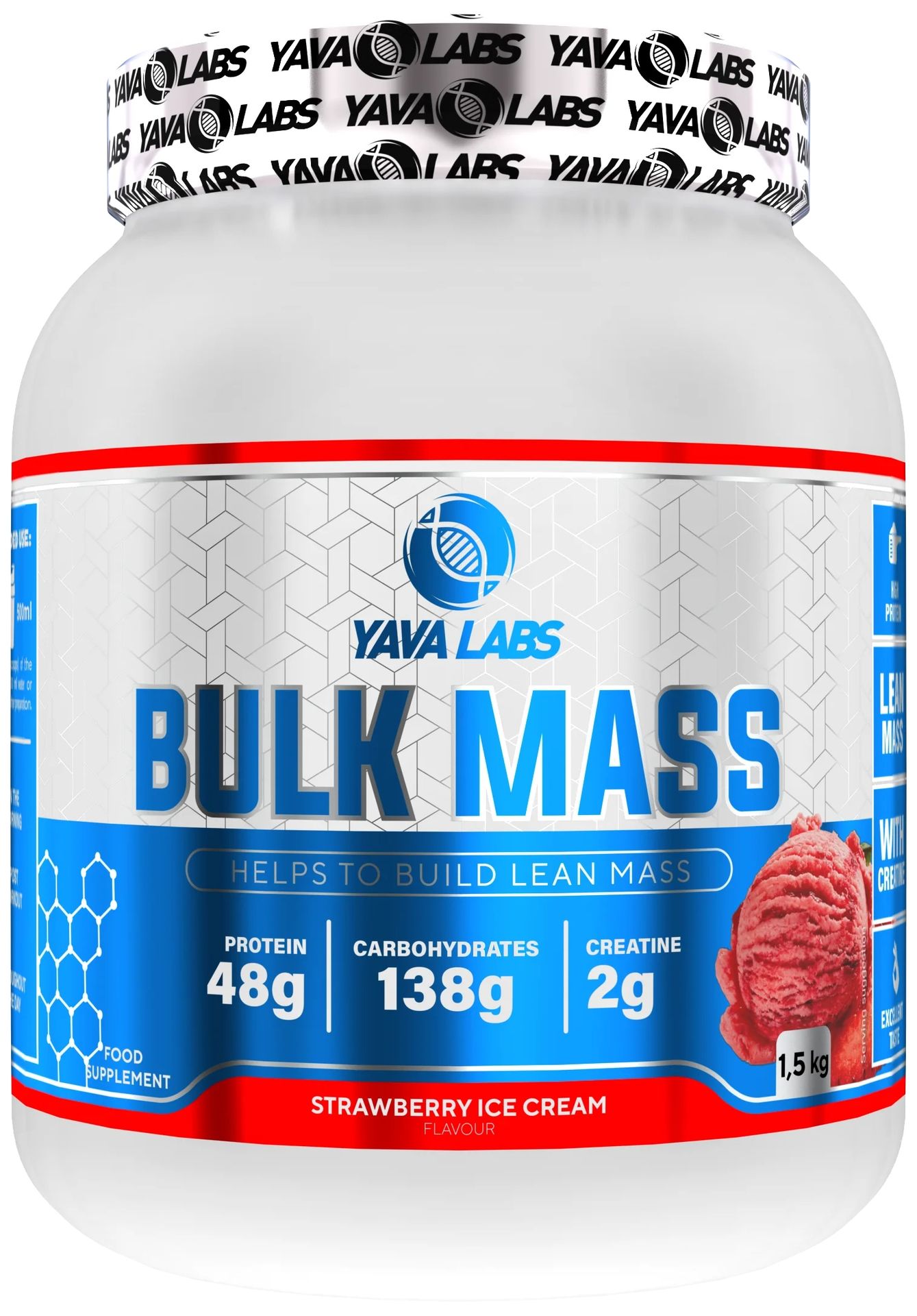 Gainer dla sportowców Bulk Mass Yava Labs Truskawkowy 1.5kg