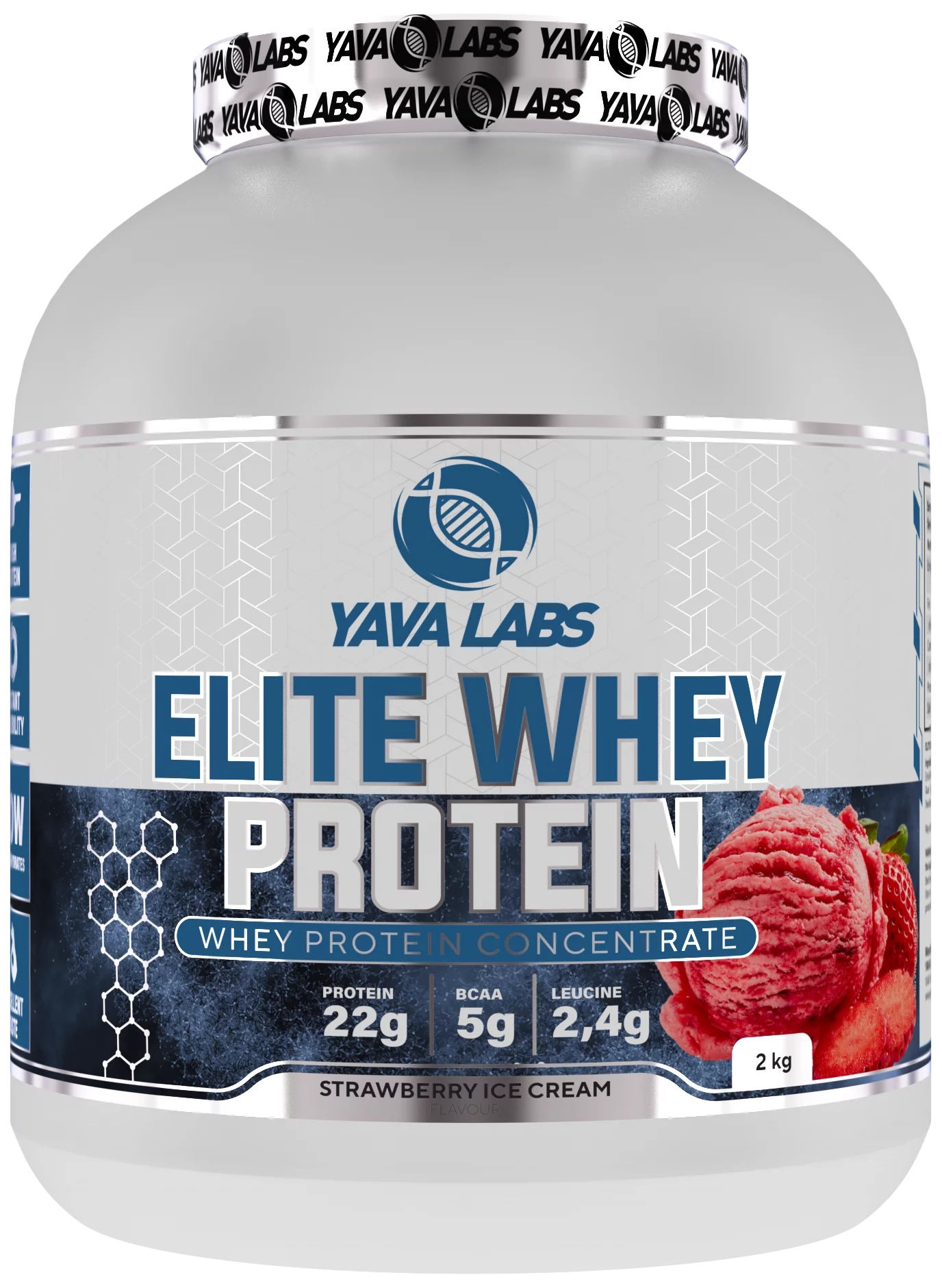 Białko Serwatkowe Elite Whey Protein 2 kg Yava Labs Lody Truskawkowe