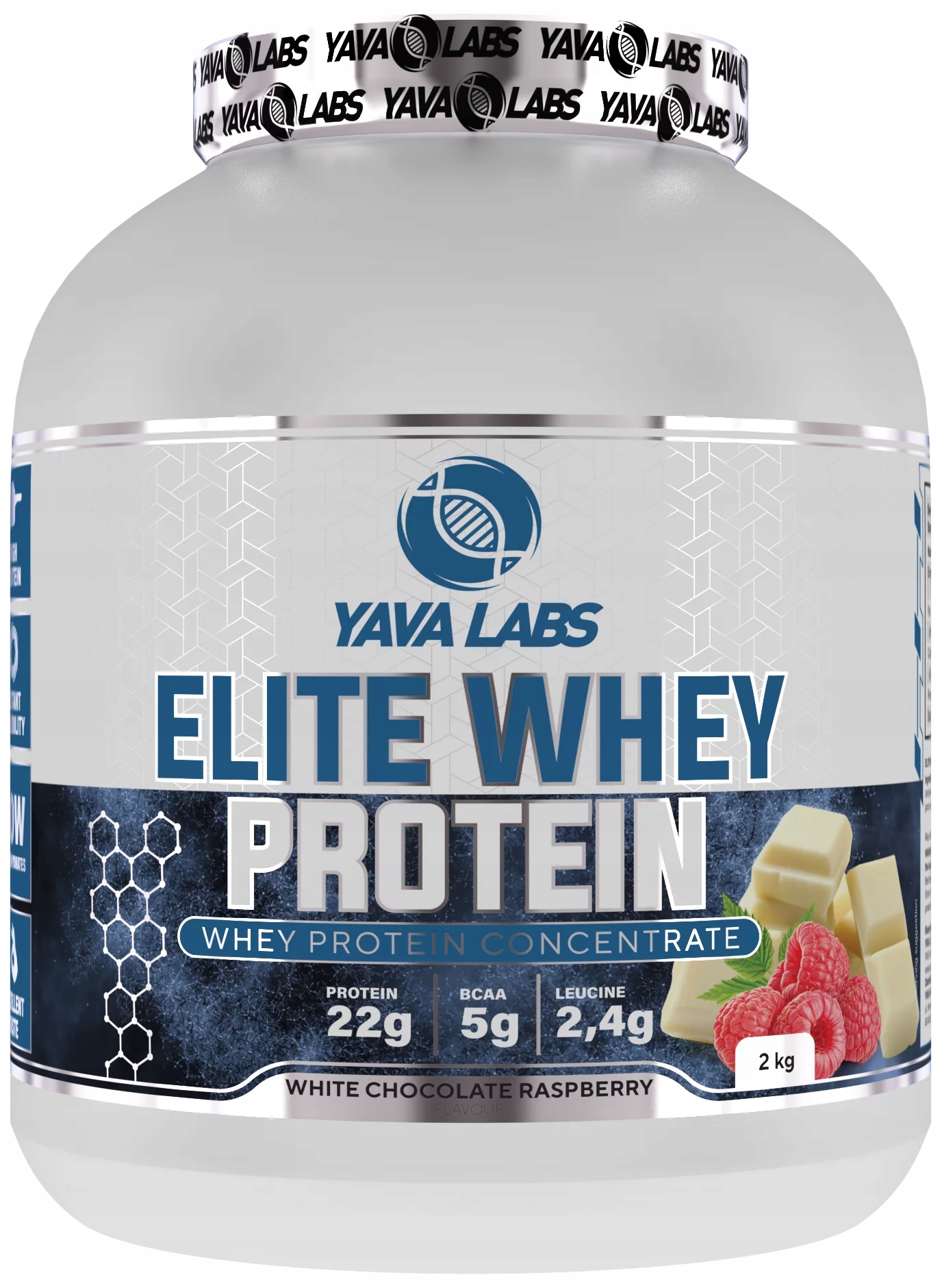 Białko Serwatkowe Elite Whey Protein 2 kg Yava Labs Biała Czekolada Malina