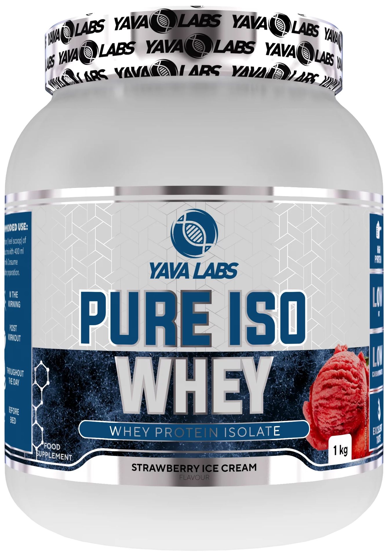 Yava Labs Pure Iso Whey 1kg Izolat Białkowy - Lody Truskawkowe