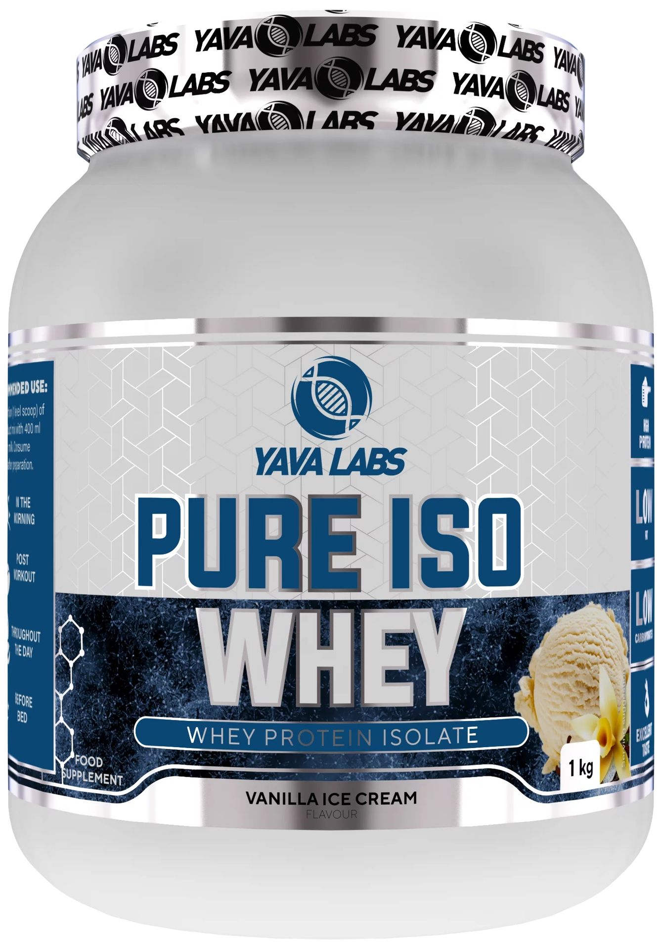 Yava Labs Pure Iso Whey 1kg Izolat Białkowy - Lody Waniliowe