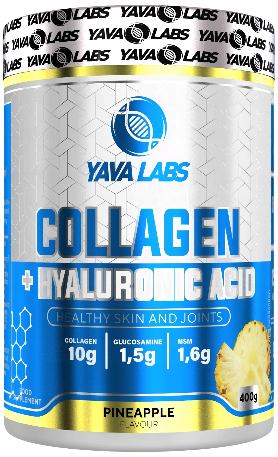 YAVA LABS KOLAGEN W PROSZKU KWAS HIALURONOWY HIALURON 400g ANANAS