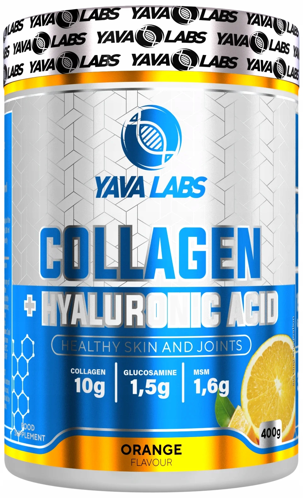 YAVA LABS KOLAGEN W PROSZKU KWAS HIALURONOWY HIALURON 400g POMARAŃCZA