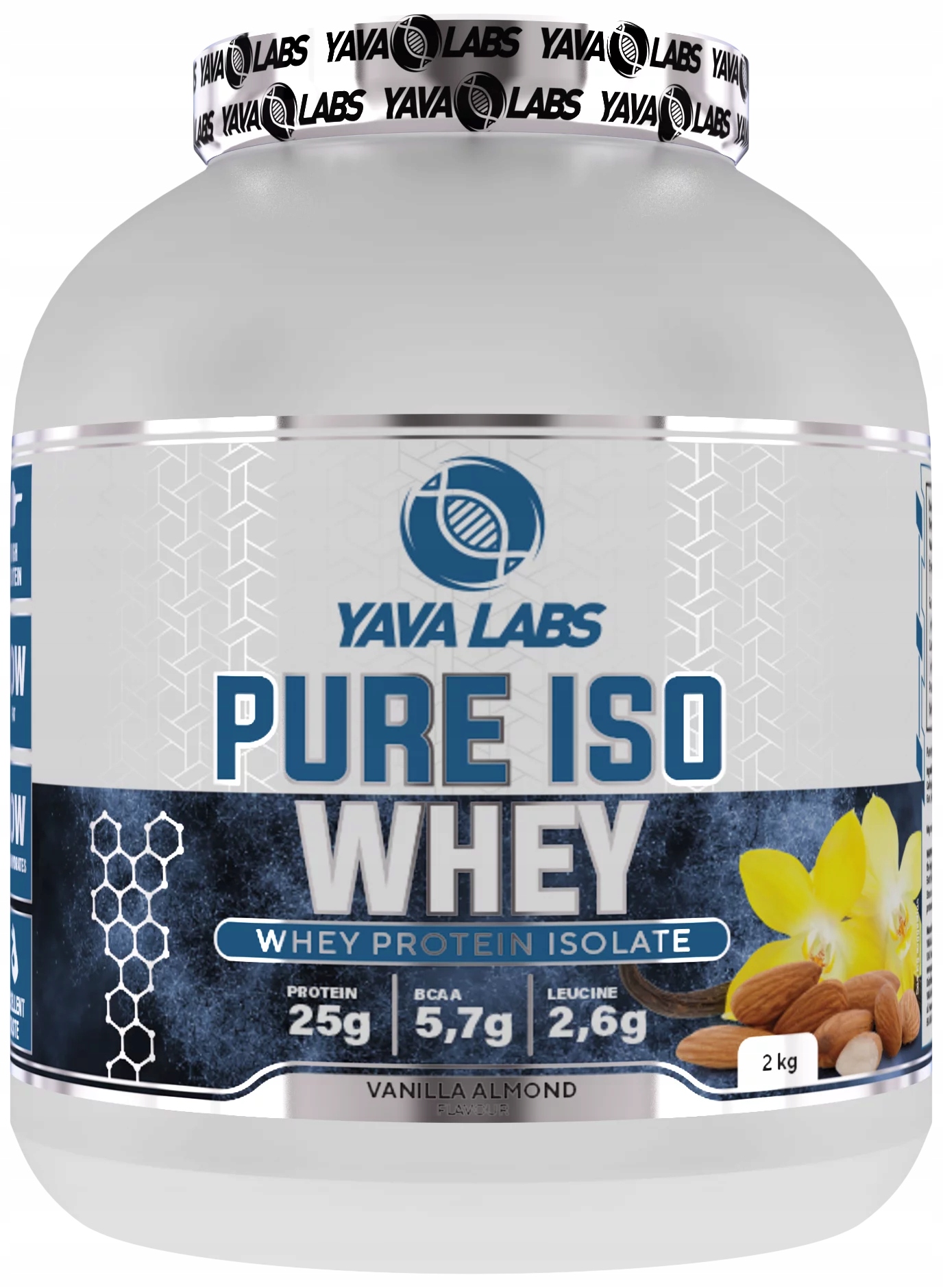 Yava Labs Pure Iso Whey 2kg Izolat Białkowy - Wanilia Migdały