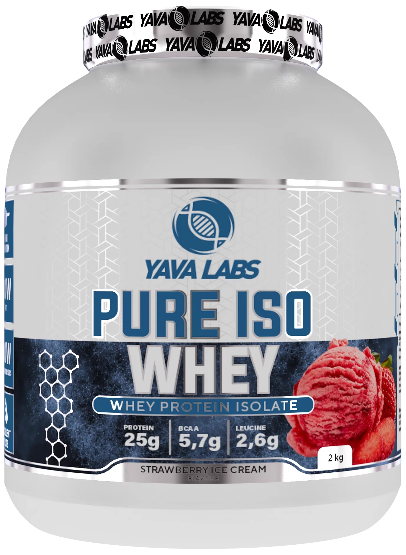 Yava Labs Pure Iso Whey 2kg Izolat Białkowy - Lody Truskawkowe