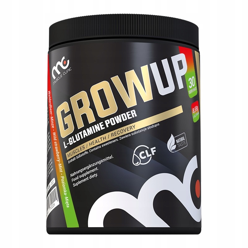 L-Glutamina Muscle Clinic GrowUp Antykataboliczny Poziomka Mięta 300g
