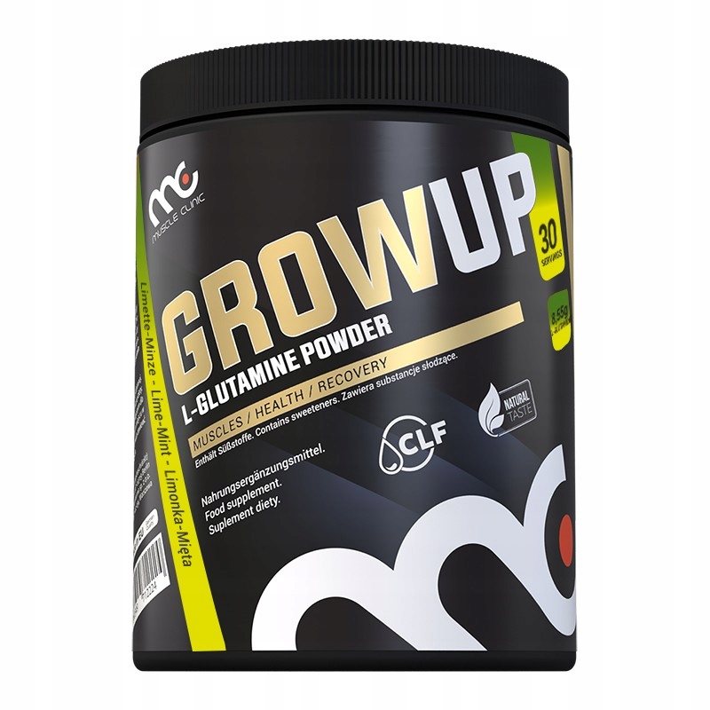 L-Glutamina Muscle Clinic GrowUp Antykataboliczny Limonka Mięta 300g