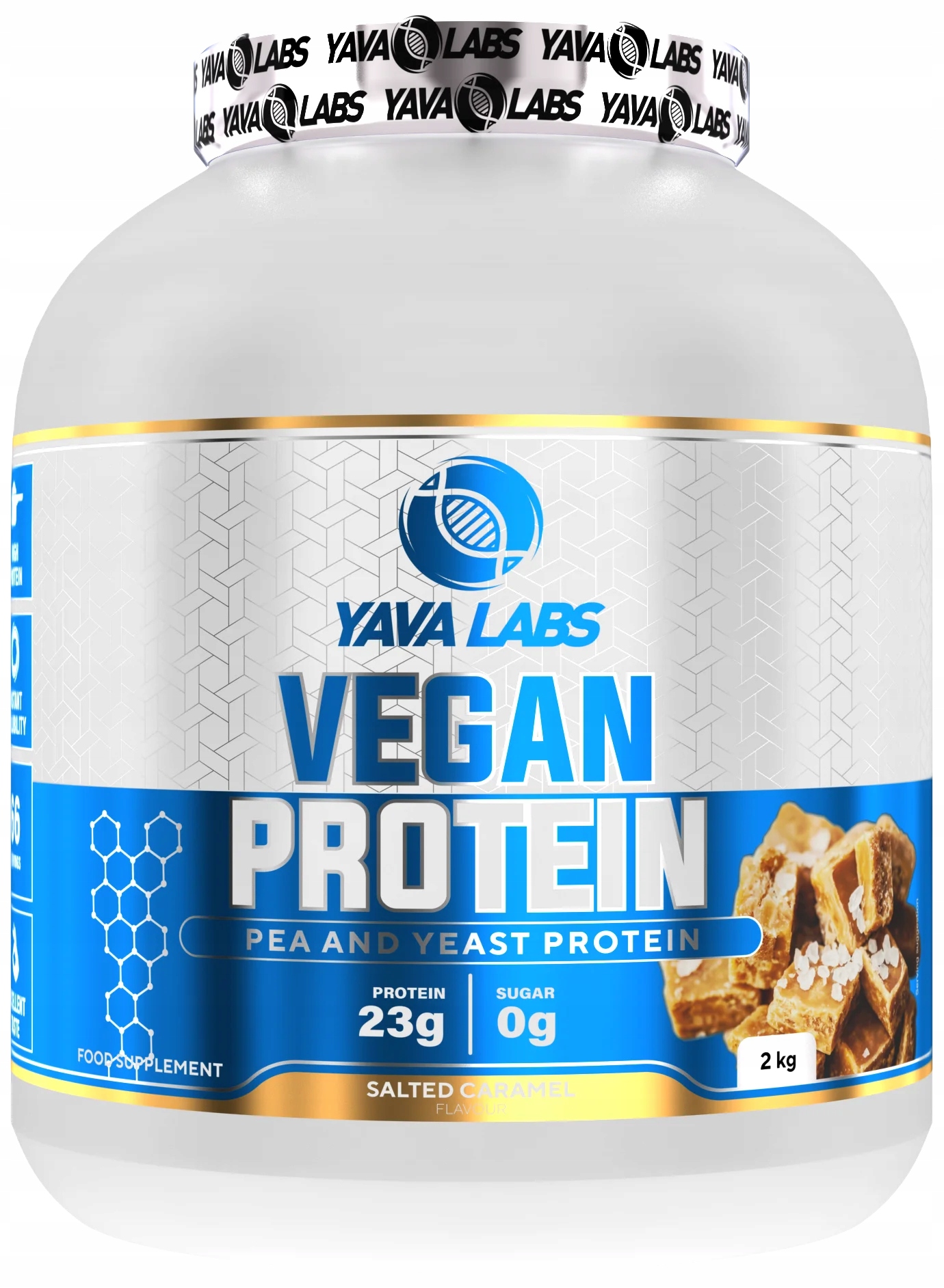 YAVA LABS VEGAN PROTEIN BIAŁKO WEGAŃSKIE 23G W PORCJI - SŁONY KARMEL